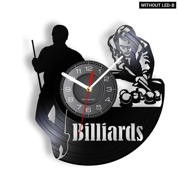 Silent Billiards Vinyl Record Wall Clock