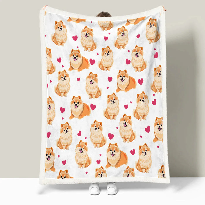 Soft Pomeranian Dog Throw Blanket Cartoon Print For Couch Or Bed