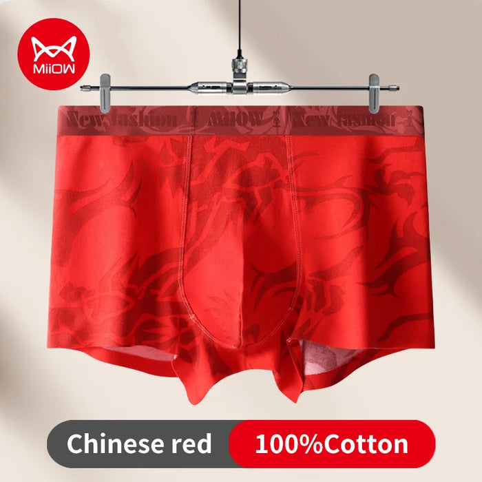 3pc Red Print Cotton Mens Underwear