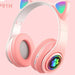 Foldable Wireless Headphones With Cat Ears And Led