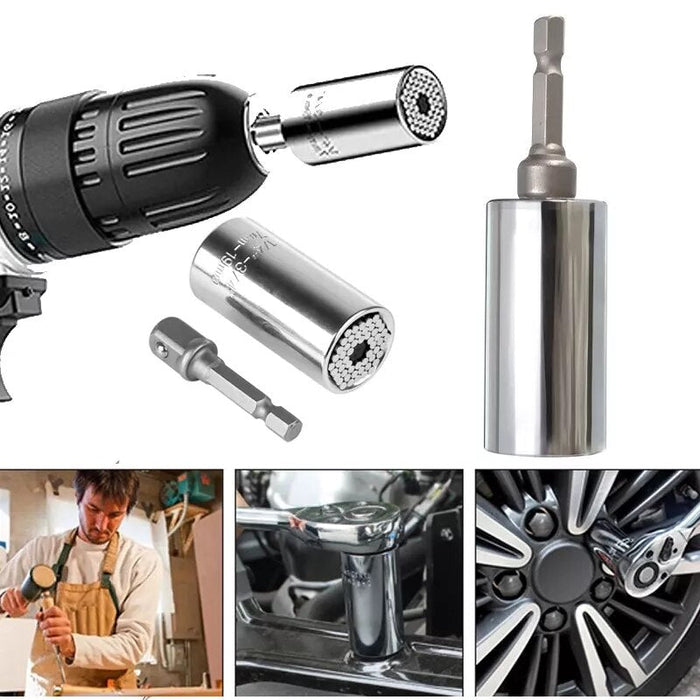 2PCS Set Universal Torque Wrench Head Set Socket Sleeve 7 19mm Power Drill Ratchet Bushing Spanner Key Magic Multi Hand Tools