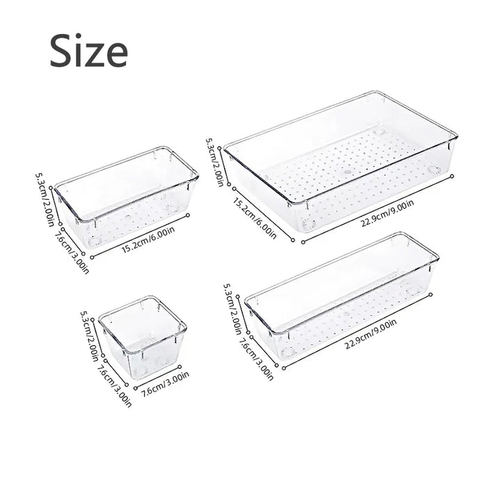 Drawer Organizers Set 7 14 Pieces Clear Plastic Dividers For Desk Bedroom