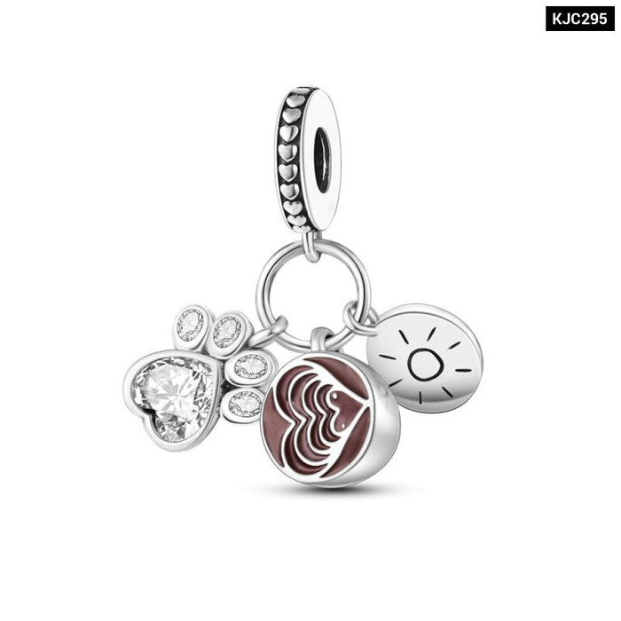 925 Sterling Silver Boys and Girls Heart-shaped Charms Beads Fit Original Pandora Bracelet Jewelry Making