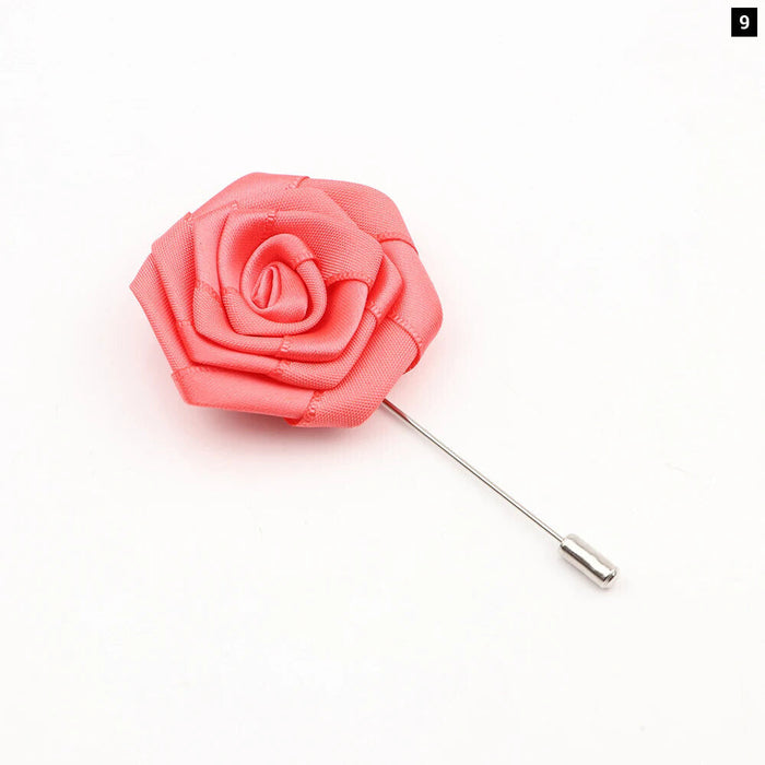 Handmade Fabric Flower Brooch 34 Colours Wedding Suit Accessory