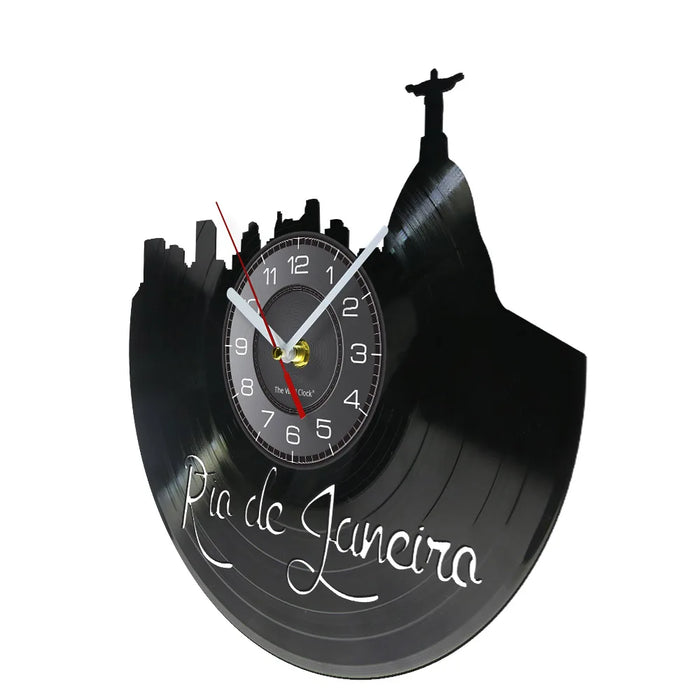 Rio De Janeiro Skyline Vinyl Record Wall Clock