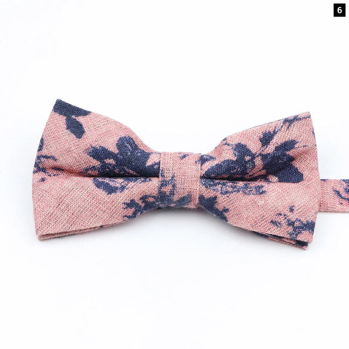 Colourful Floral Bow Ties Fashion Cotton Print For Mens Wedding And Business Suits