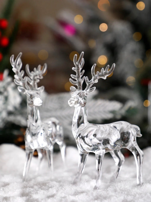 Transparent Crystal Deer Figurines For Christmas Decor