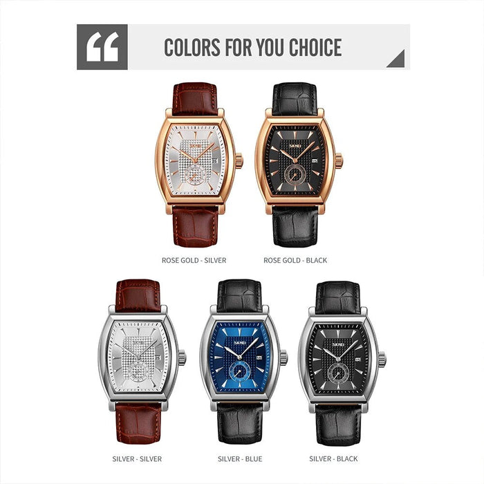 Men's PU Band Leather Analog Display Fashion Quartz 3ATM 30M Water Resistant Wristwatch