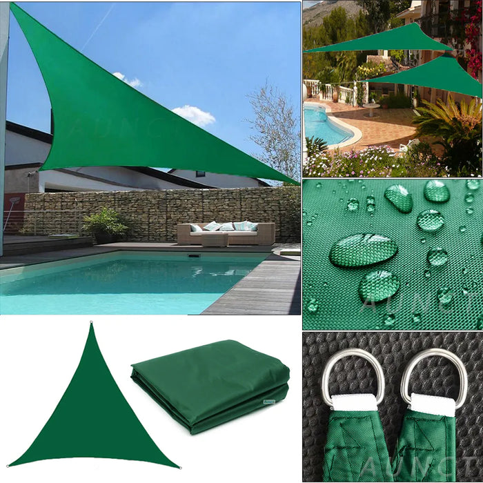 420D Triangle Shade Sail Green Waterproof Polyester Awning Outdoor Sun Shelter Garden Patio Pool Shade