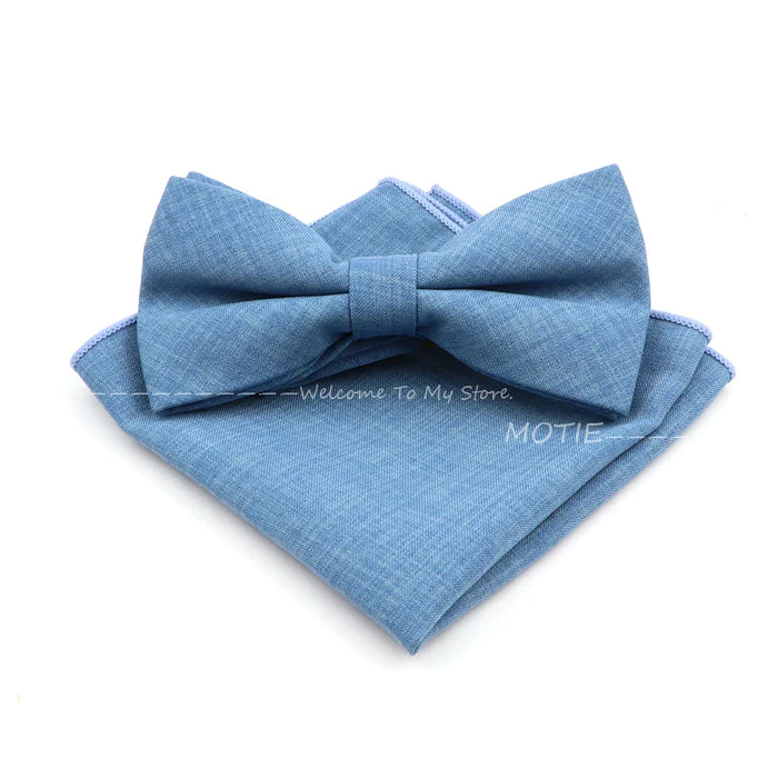 Design Cotton Handkerchief Set Adult And Kids Butterfly Bowtie Cufflink Brooch Party Suit Accessories