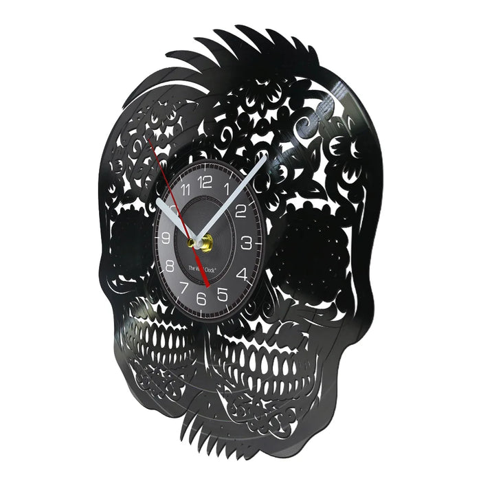 Skull Heads Vinyl Record Wall Clock