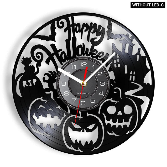 Spooky Halloween Vinyl Record Wall Clock