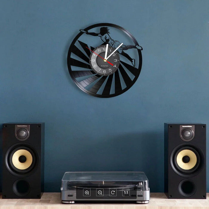 Silhouette Handball Vinyl Record Wall Clock