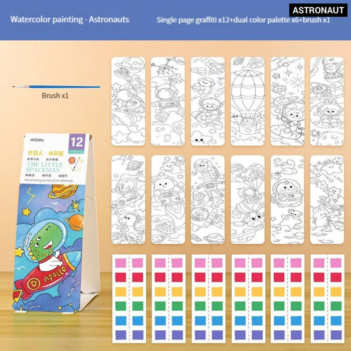 12 Sheets Watercolour Colouring Book