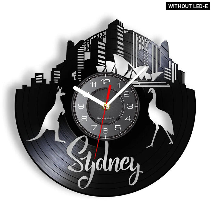 Kangaroo Vinyl Record Clock Australia Map Decor