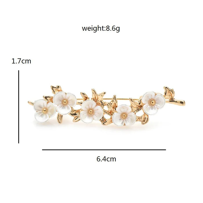 Plum Blossom Flowers Brooches 2 Colour Plants Party Office Brooch Pins Gifts