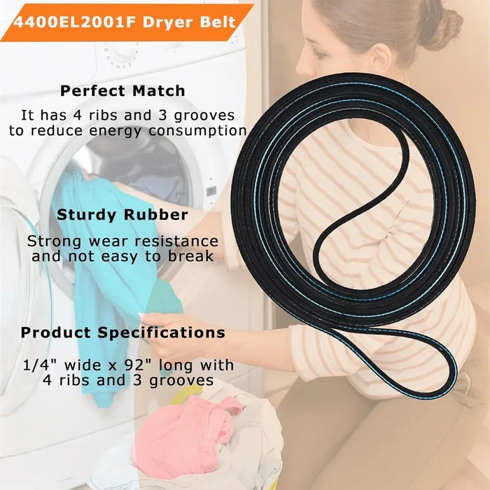 4400El2001F Dryer Drum Belt Compatible With Kenmore Ge Lg 4400El2001A 4400El2001C 4400El2001E Ap5972814 Ps11705916 Eap11705916
