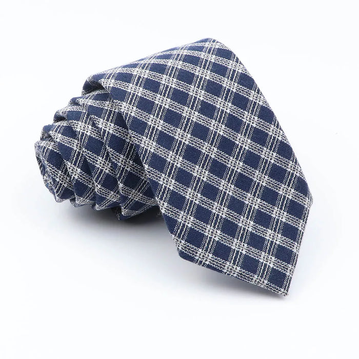 Classic Plaid Cotton Tie Blue Red For Weddings And Parties