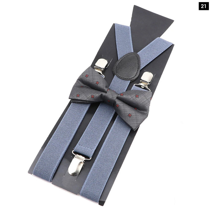 Plaid Bowtie Suspenders Set For Weddings