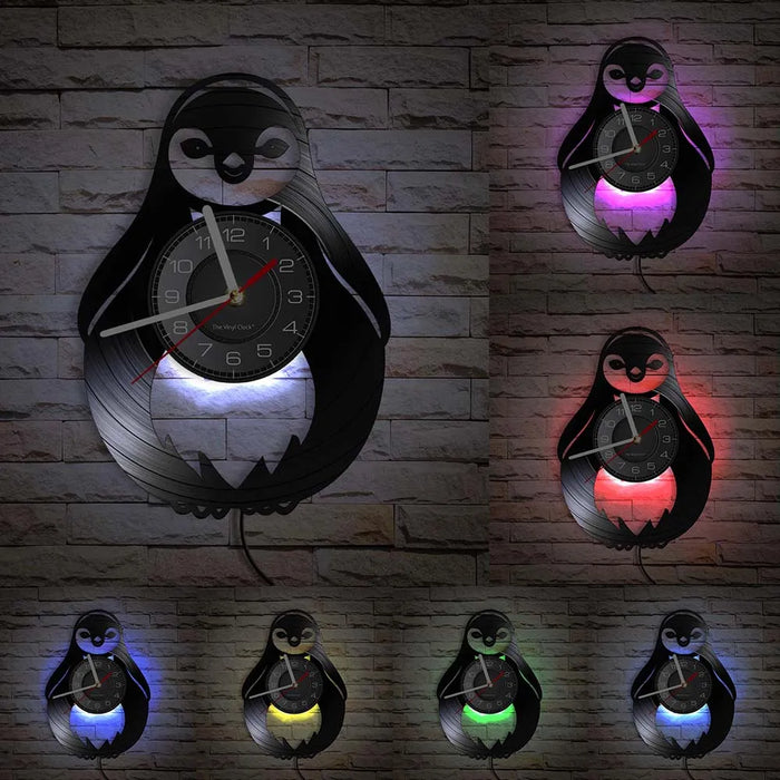 Penguin Vinyl Record Wall Clock