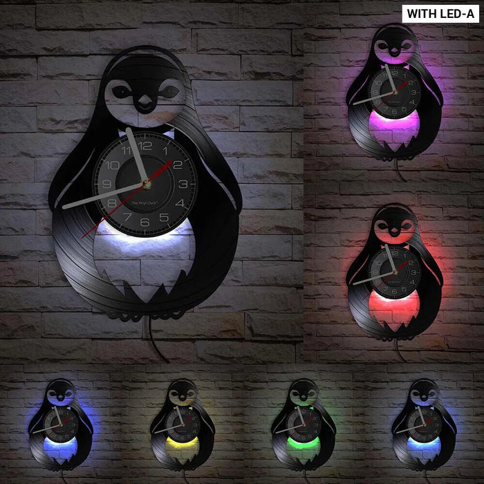 Penguin Vinyl Record Wall Clock