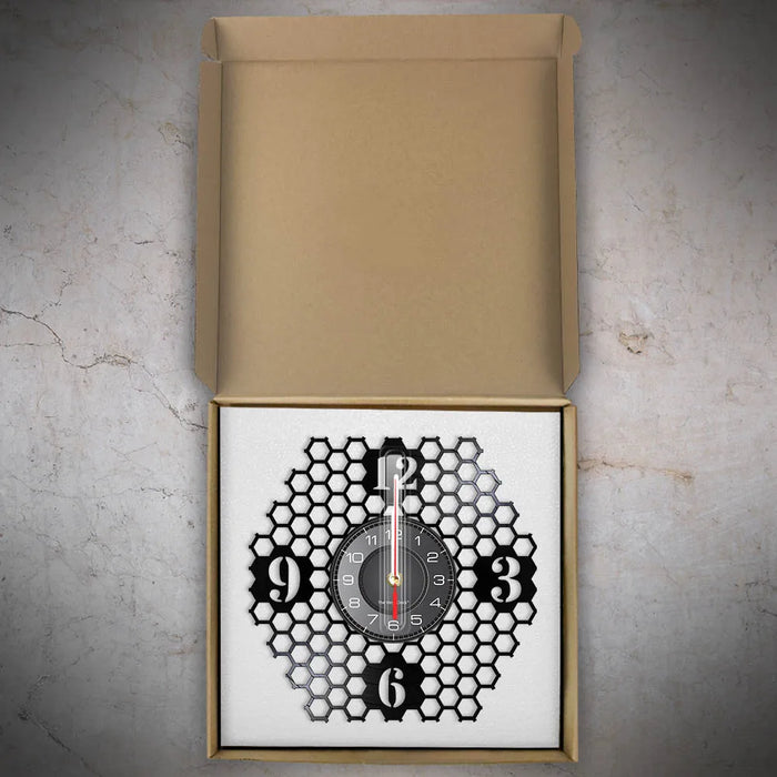 Geometric Honeycomb Vinyl Record Wall Clock