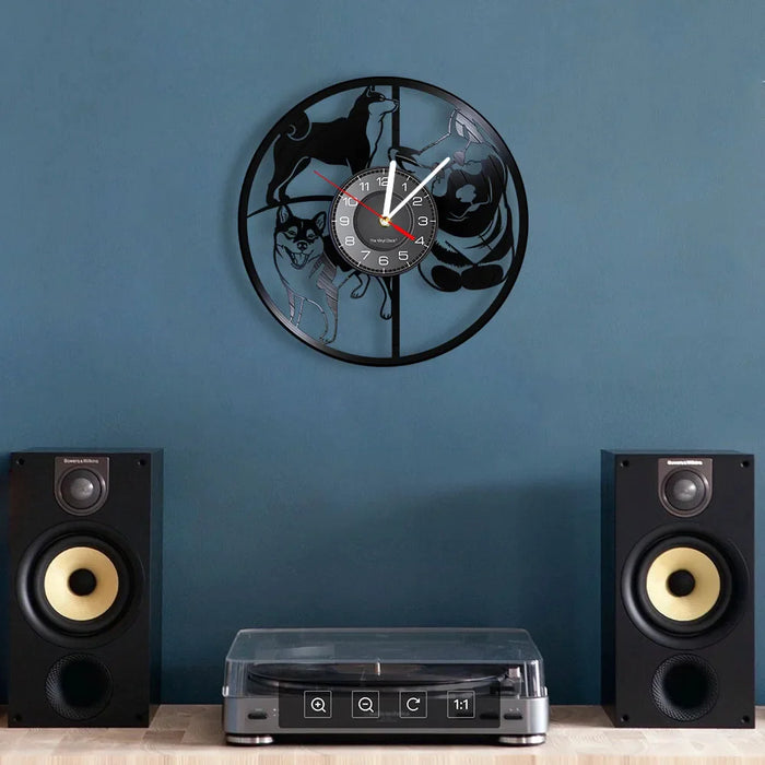 Shiba Inu Vinyl Record Wall Clock