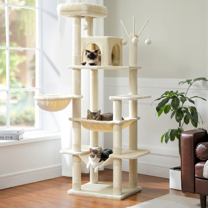 7 Level Indoor Cat Tower Scratching Post Condo H175Cm