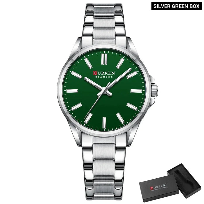 Simple Casual Stainless Steel Quartz Pointers Wristwatches For Women