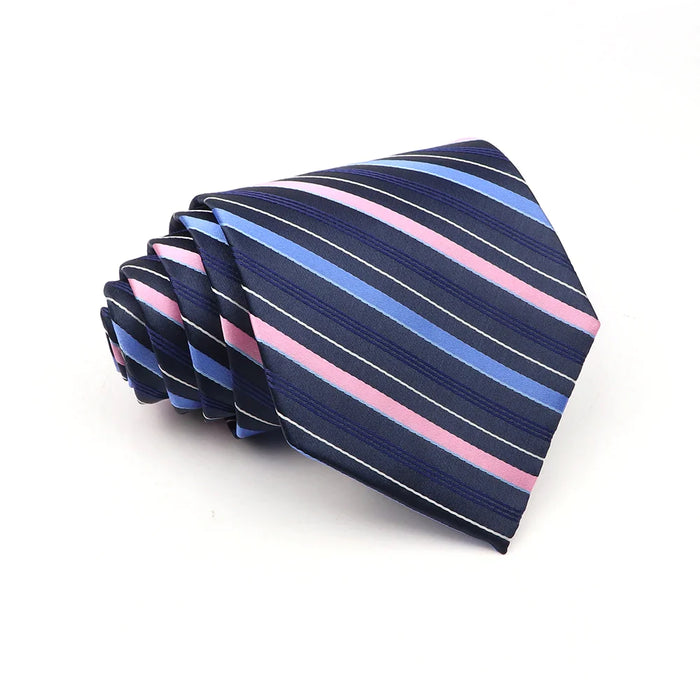 Blue Striped Polyester Tie For Men For Business Weddings And Daily Wear