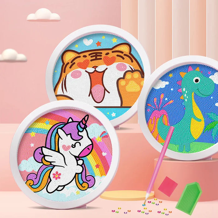 Handmade Round Frame Diamond Painting Kit For Kids