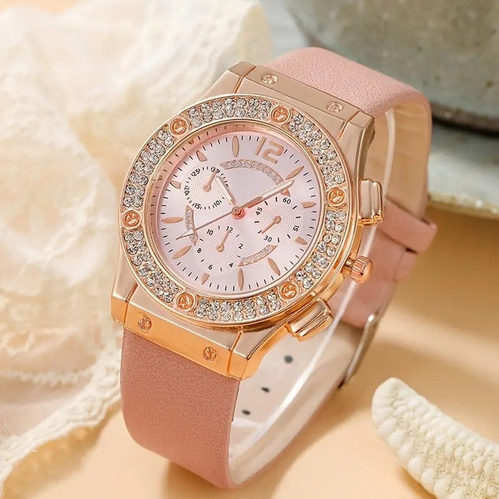 Watches Set Rhinestone Women Fashion Elegant Wristwatch Quartz Watch For Girl