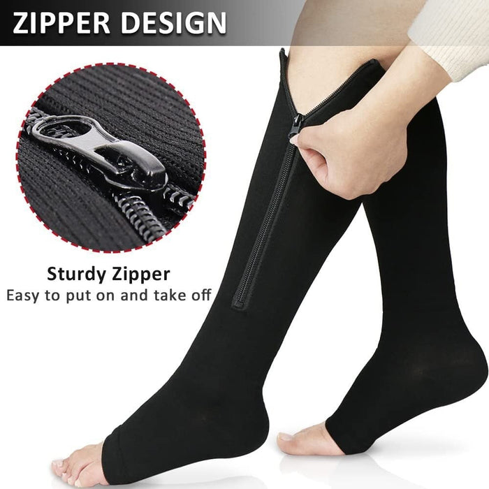 1 Pair Zipper Calf Compression Slim Length Stocking for Women