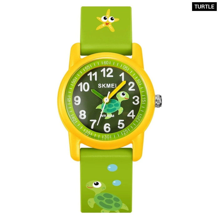 Kids Lovely Cartoon TPU Band Band Analog Display Quartz 5ATM 50M Water Resistant Wristwatch