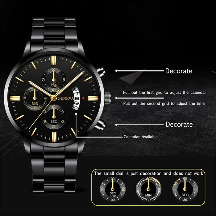 Fashion Mens Watches Luxury Stainless Steel Quartz Wrist Watch Men Business Calendar Watch