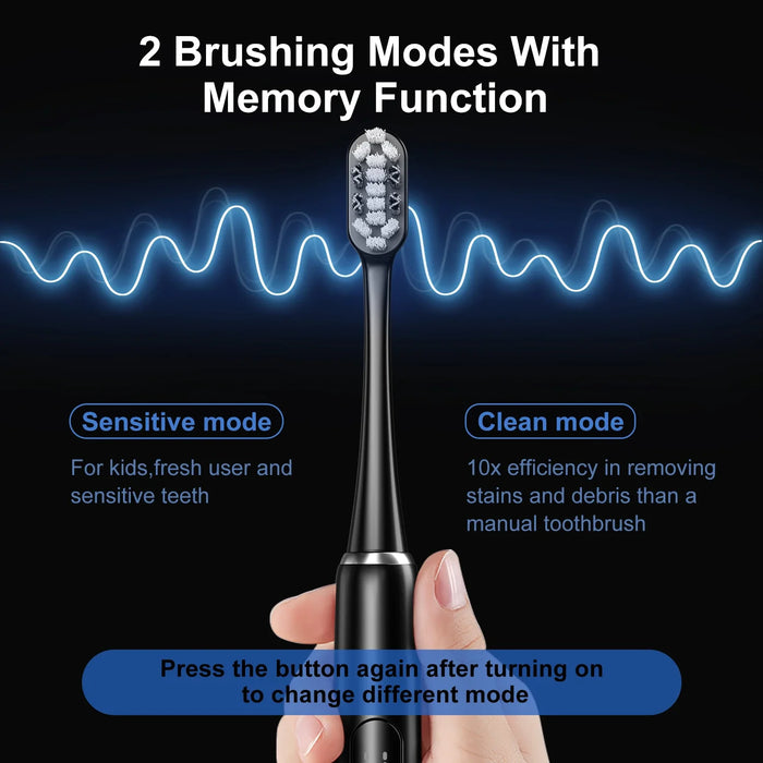 Portable Kids Electric Toothbrush 3 Replacement Heads 2 Minute Smart Timer Waterproof Ipx7 /red