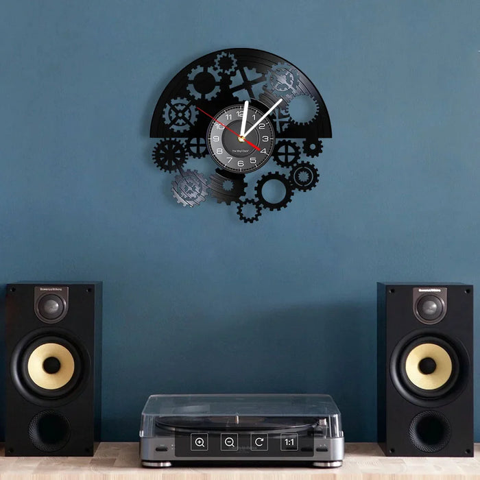 Vintage Gothic Steampunk Vinyl Record Clock