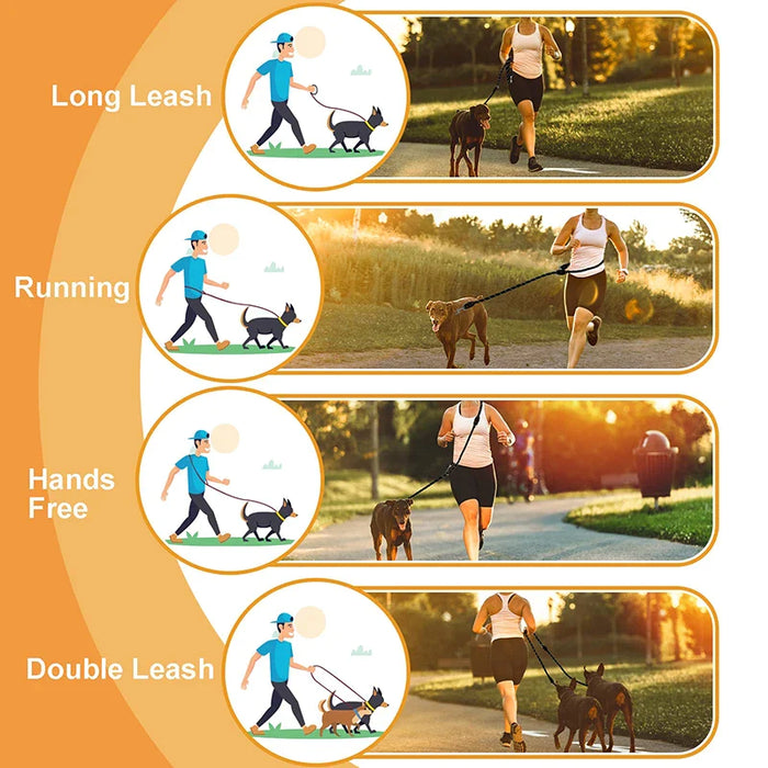 Hands Free Dog Leash Reflective Waist Running Rope