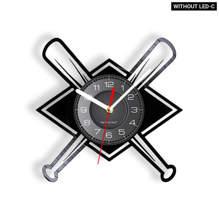 Baseball Hitter And Catcher Vinyl Record Wall Clock