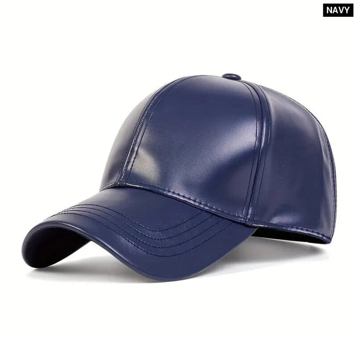 Adjustable Pu Leather Baseball Cap / Hat For Outdoor Wear