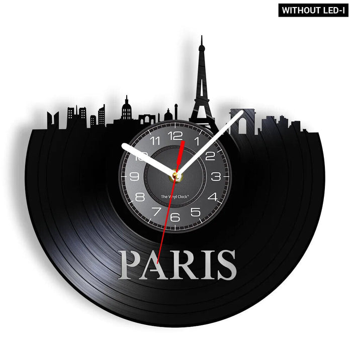 Paris Skyline Vinyl Record Wall Clock