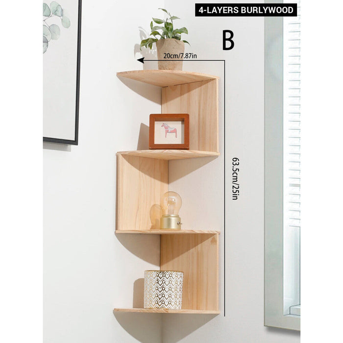 5 Tier Wooden Corner Shelf For Home Organization