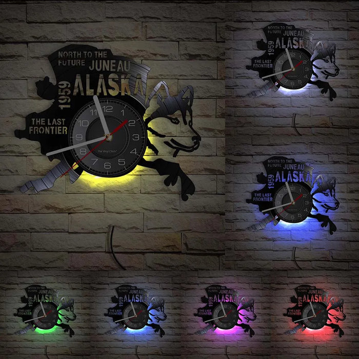 Alaska Cityscape Vinyl Record Clock