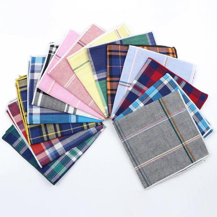 Vintage Plaid Cotton Hankerchiefs Pocket Squares