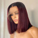 Burgundy Short Bob Human Hair Lace Front Wig