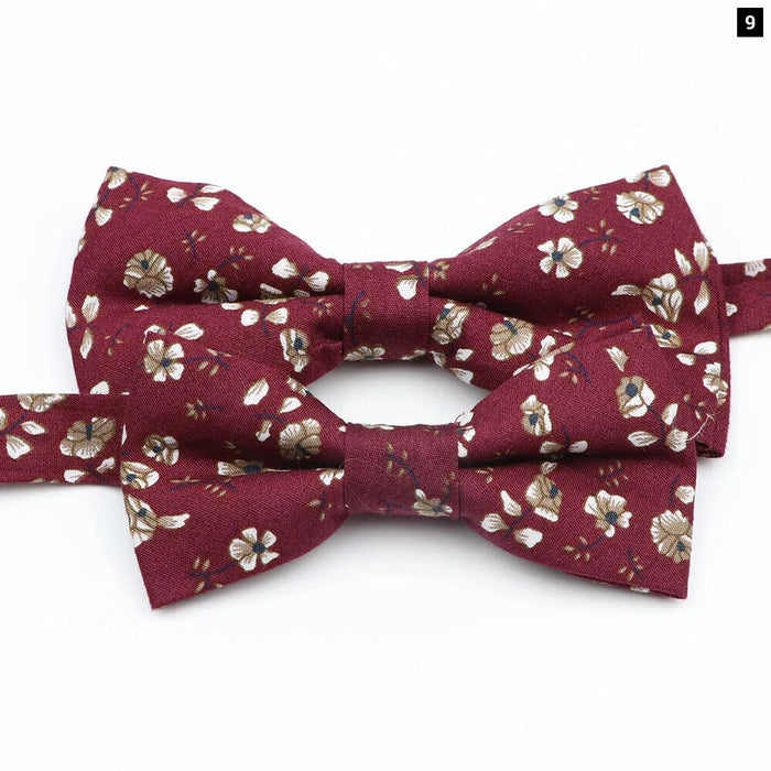 Colourful Floral Bow Ties Fashionable Cotton For Weddings And Parties