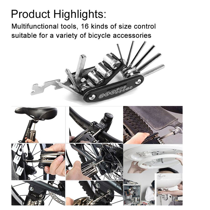 16 in 1 Mountain Bike Portable Socket Multipurpose Wrench Bicycle Multi Tool Screwdriver Motorcycle Bicycle Repair Tools