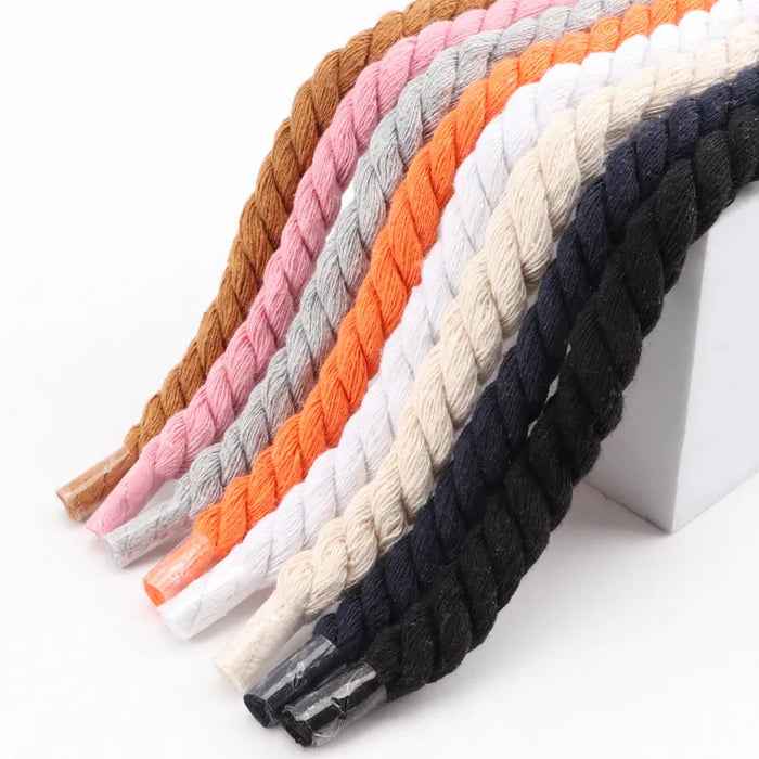 1Pair Round Colourful 1Cm Thicker Cotton Running Sneakers Shoe Laces 100/120/140/160Cm Length