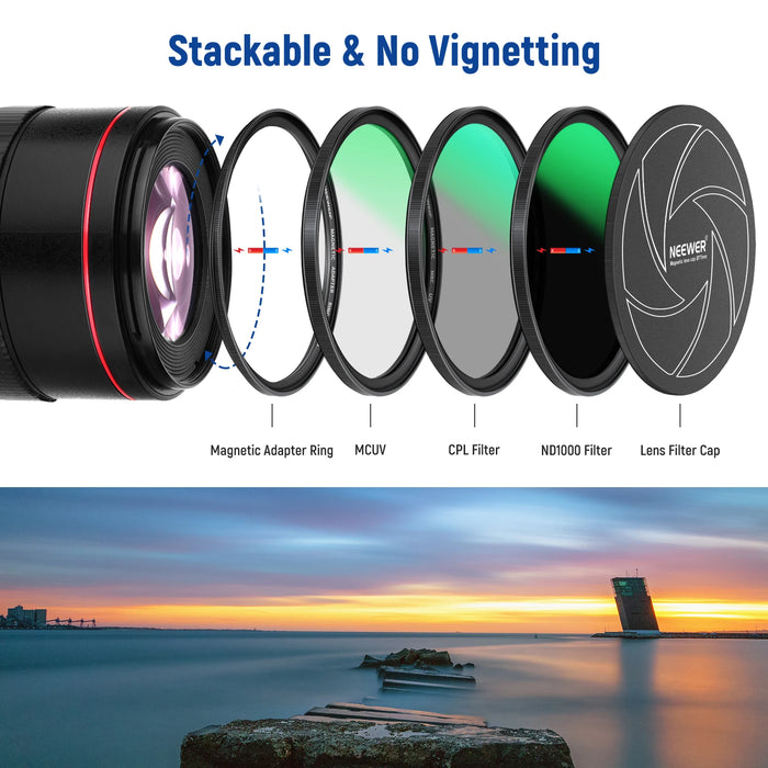 42 Layer Multi Coated Magnetic Lens Filter Kit Nd1000 Mcuv Cpl Adapter Ring Filter Cap