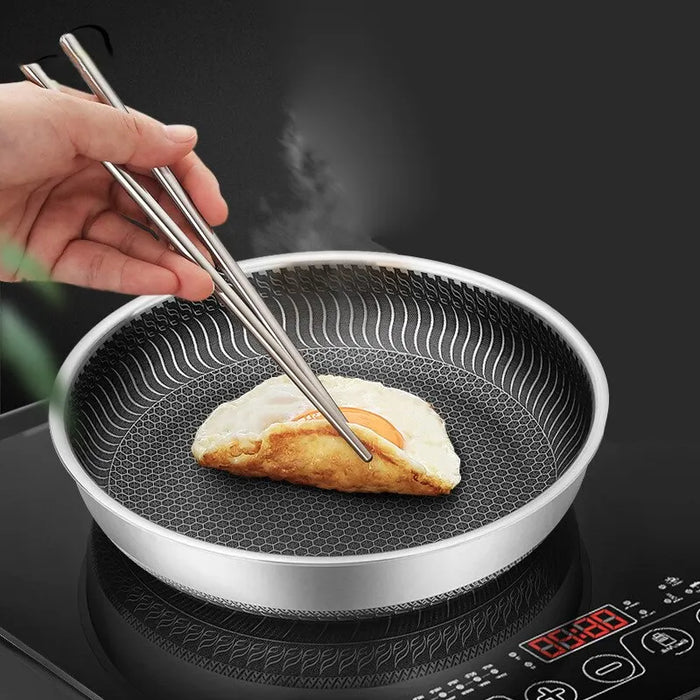 Tri Ply Stainless Steel Frying Pan With Double Sided Wok For All Stoves